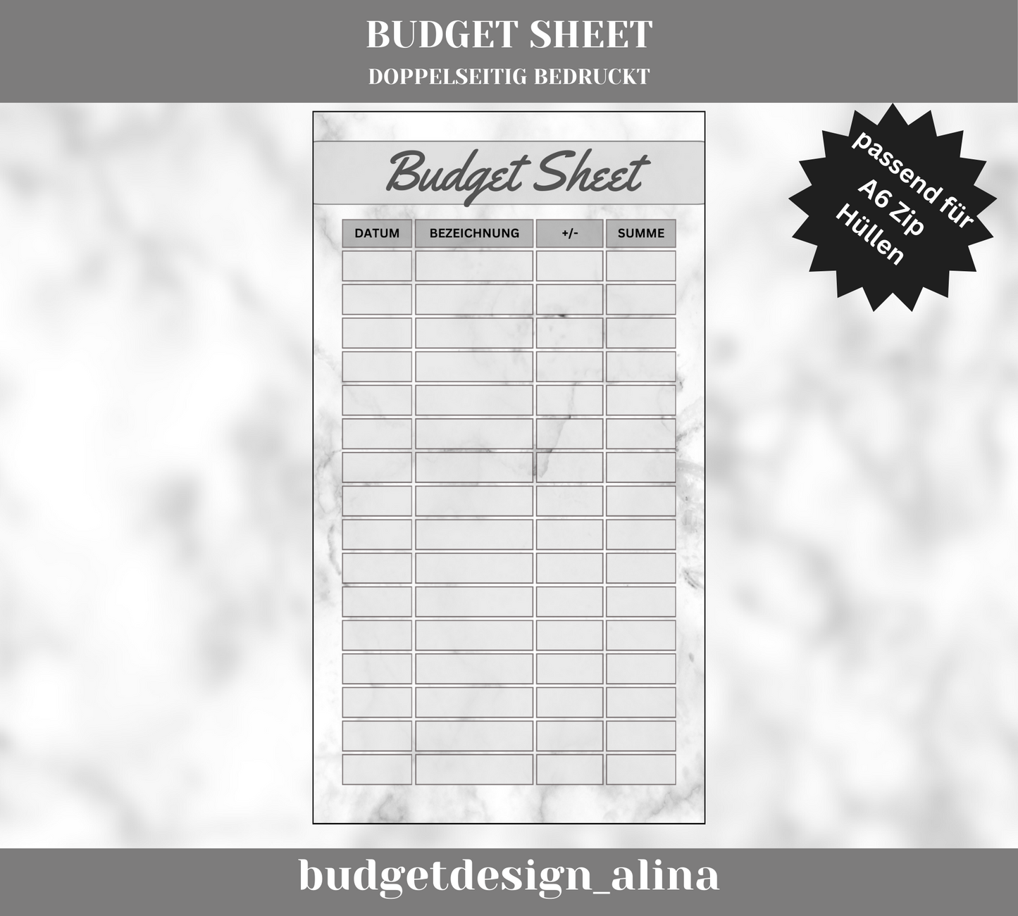 Budget Sheets Marmor Weiß/Grau