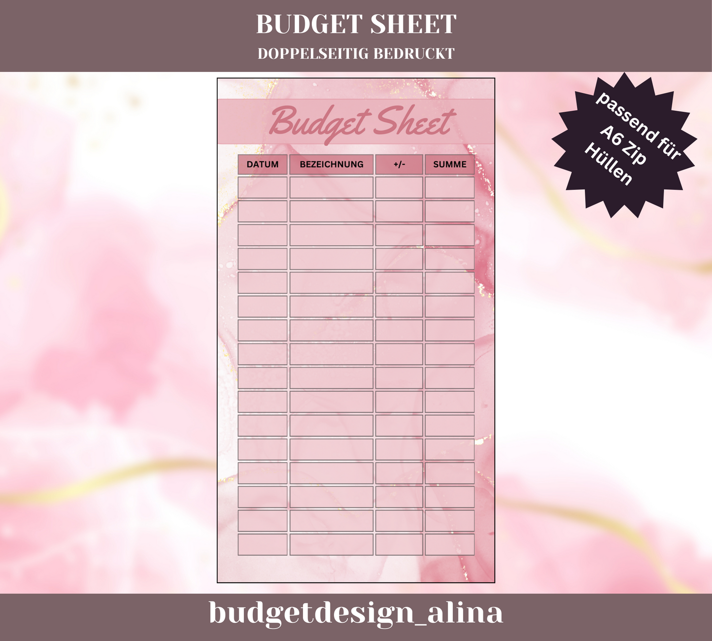 Budget Sheets Marmor Pink