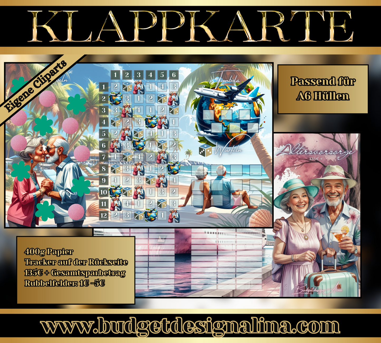 Altersvorsorge Bingo 3er Klappkarte