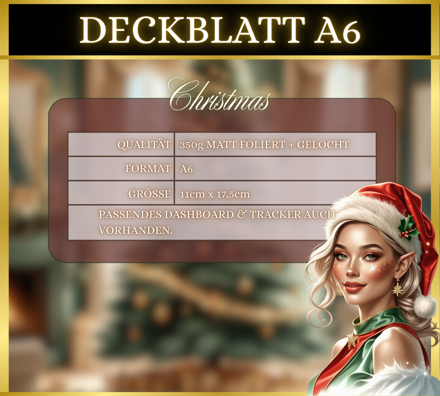 A6 Deckblatt MATT foliert - Christmas