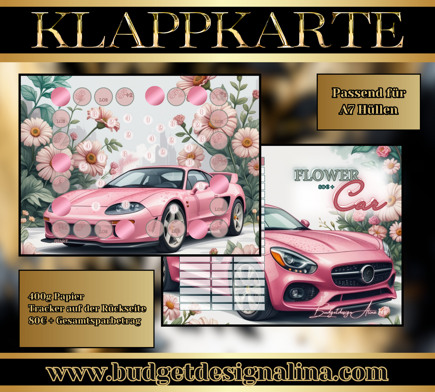 A7 Flower Car 2er Klappkarte