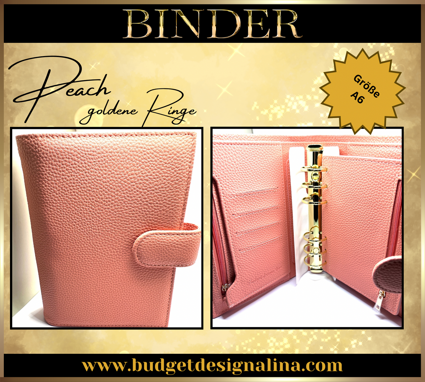 ABVERKAUF A6 Deluxe Binder mit Reißverschluss Flyleaf 3cm Ringe
