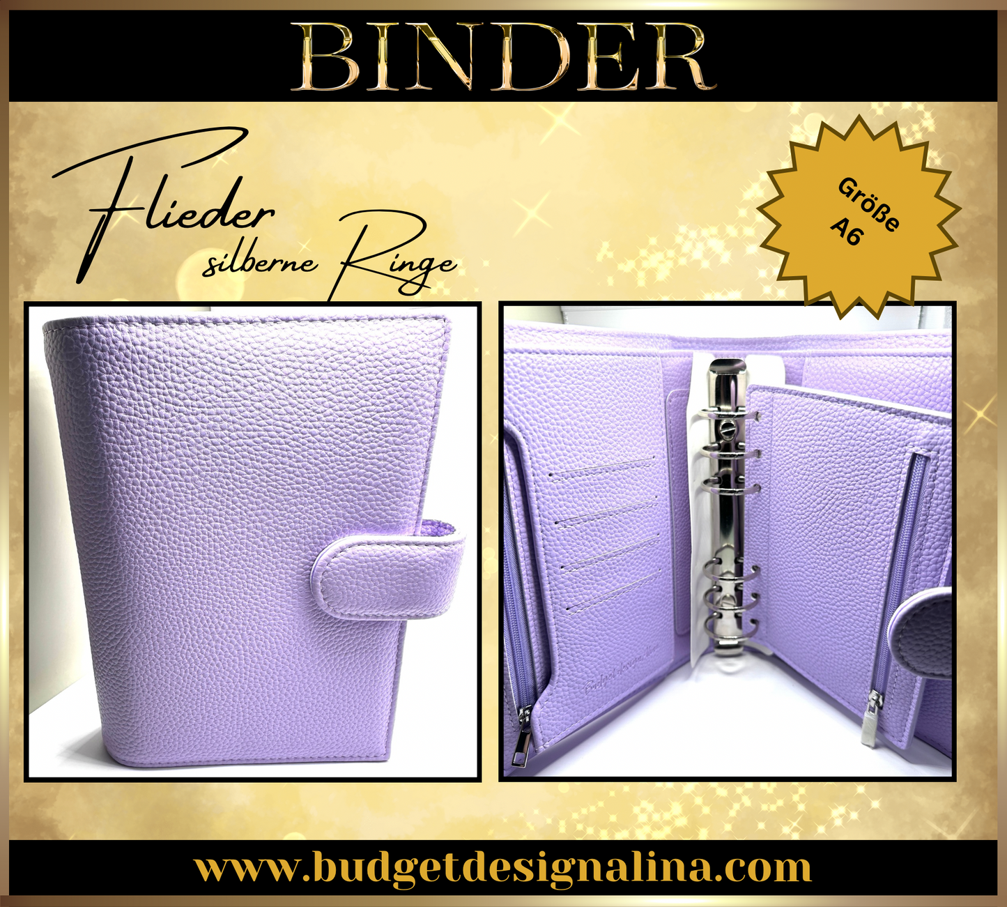 ABVERKAUF A6 Deluxe Binder mit Reißverschluss Flyleaf 3cm Ringe