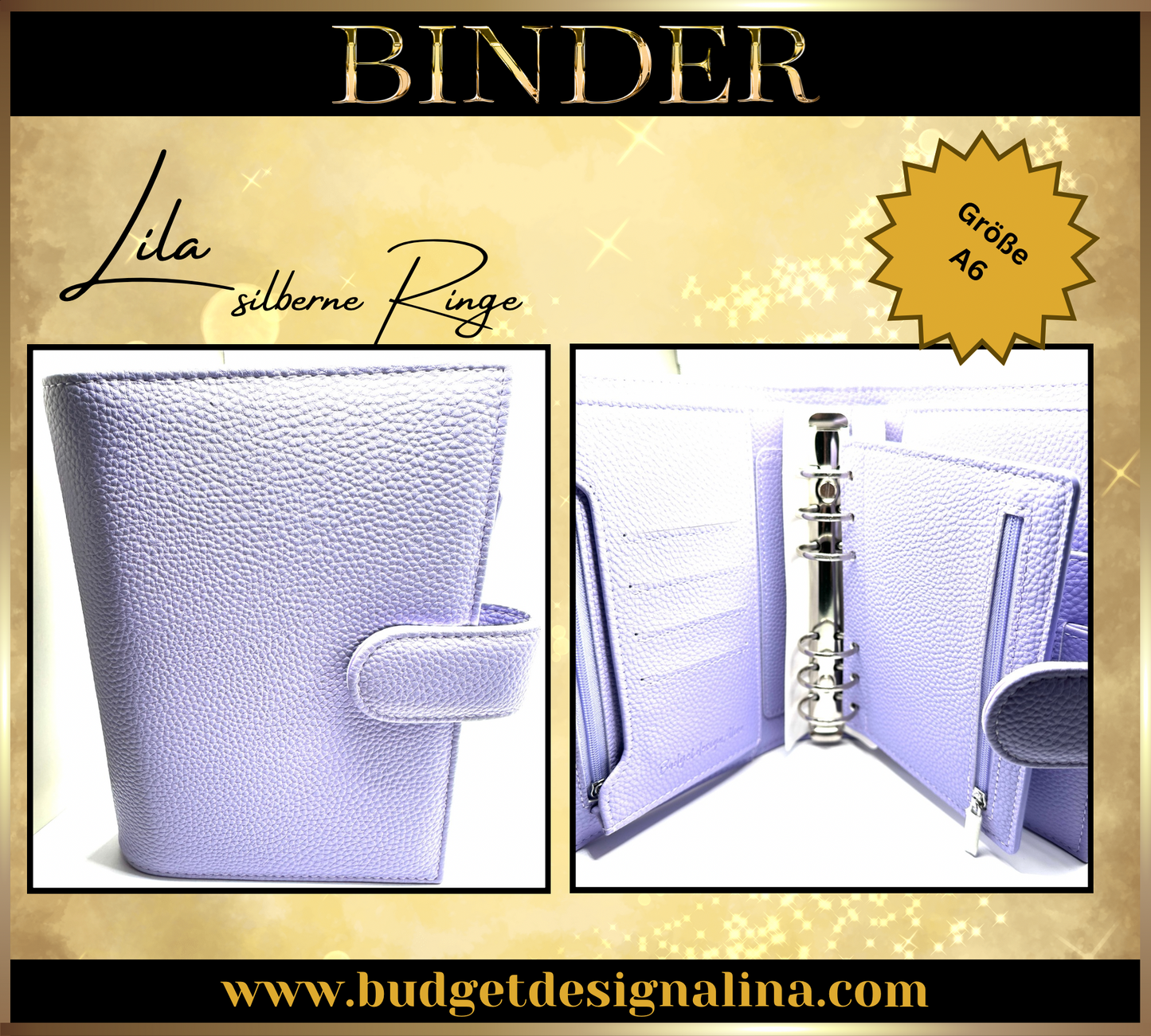 ABVERKAUF A6 Deluxe Binder mit Reißverschluss Flyleaf 3cm Ringe