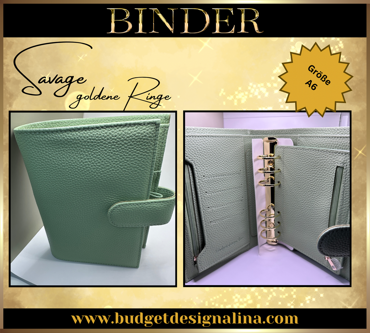ABVERKAUF A6 Deluxe Binder mit Reißverschluss Flyleaf 3cm Ringe