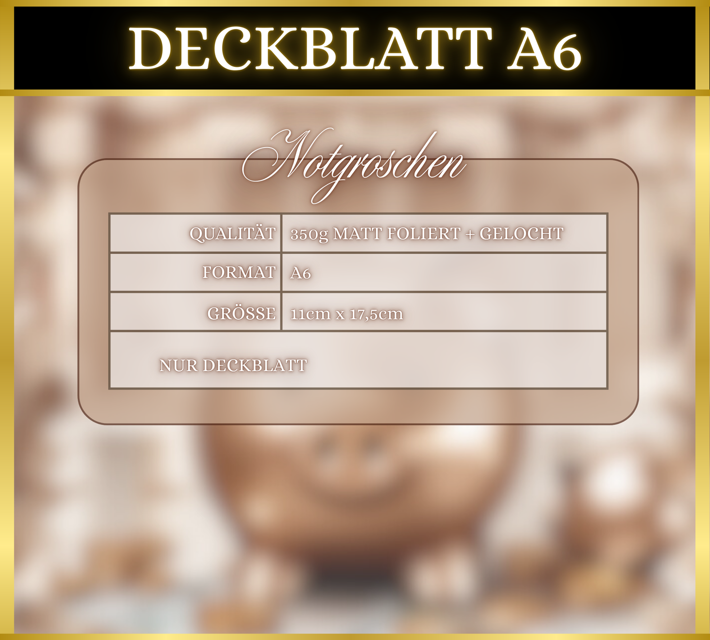 A6 Deckblatt MATT foliert - Notgroschen