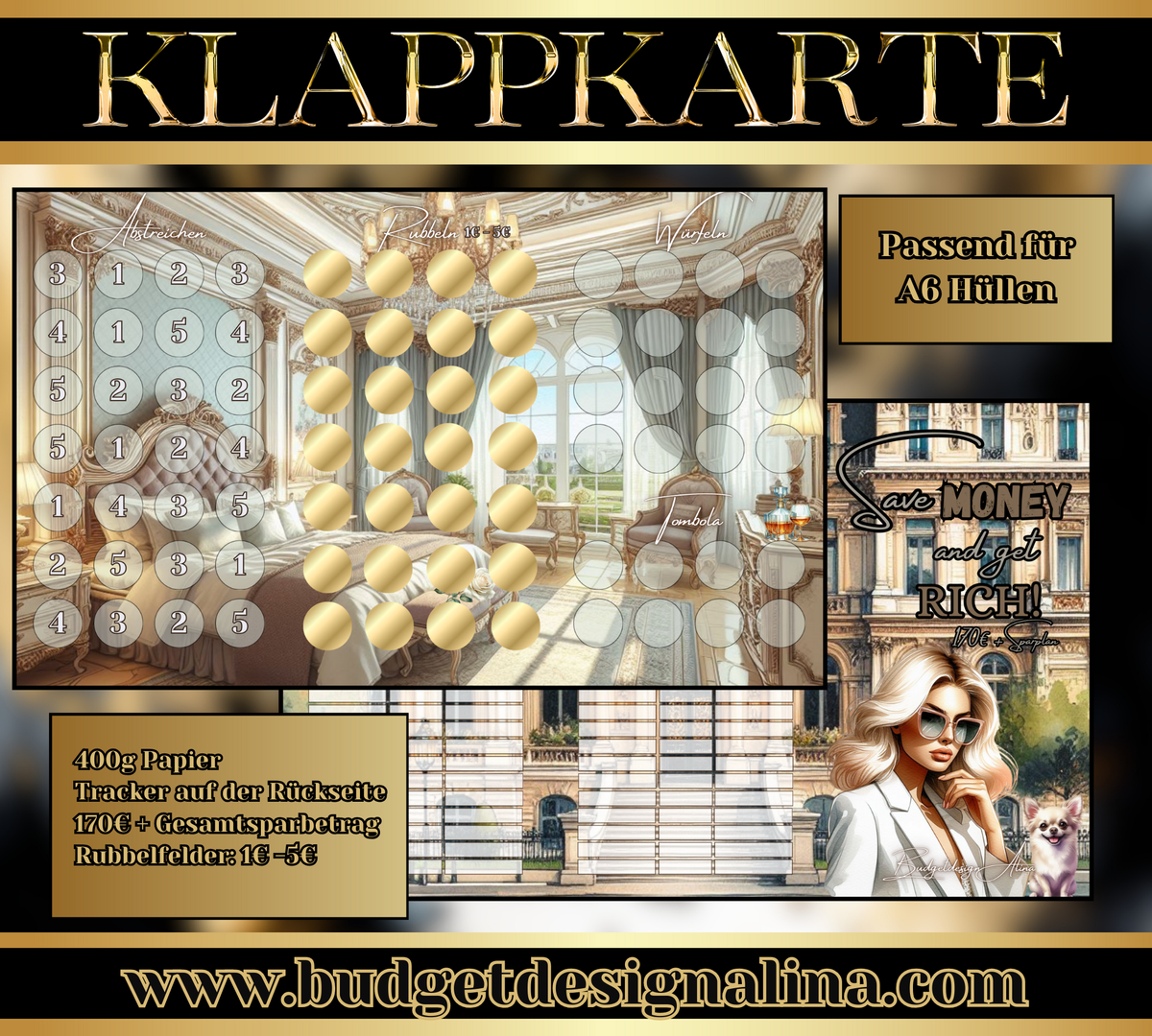 Save Money and get rich 3er Klappkarte