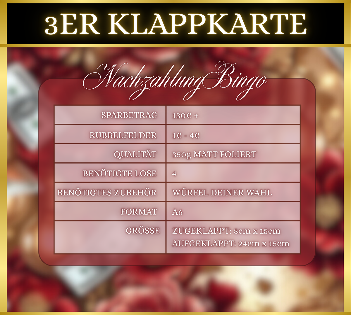 Nachzahlungen Bingo 3er Klappkarte