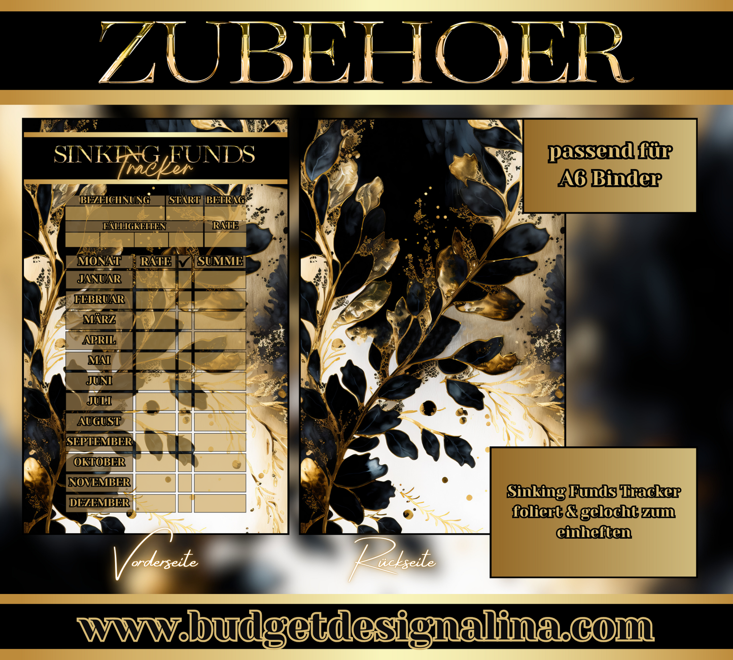 Sinking Funds Tracker hoch FOLIERT zum einheften (5er Set)