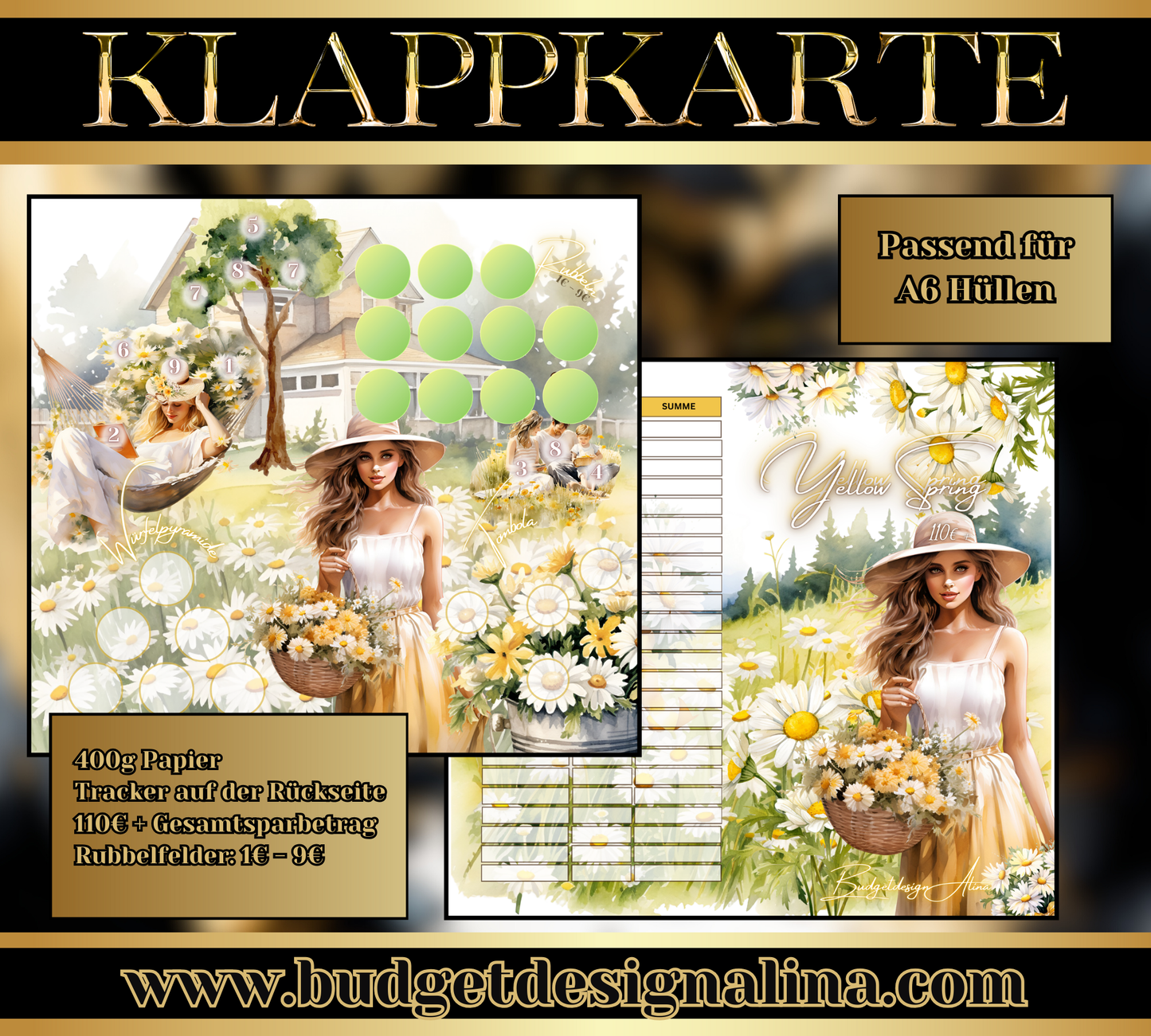 Yellow Spring 2er Klappkarte