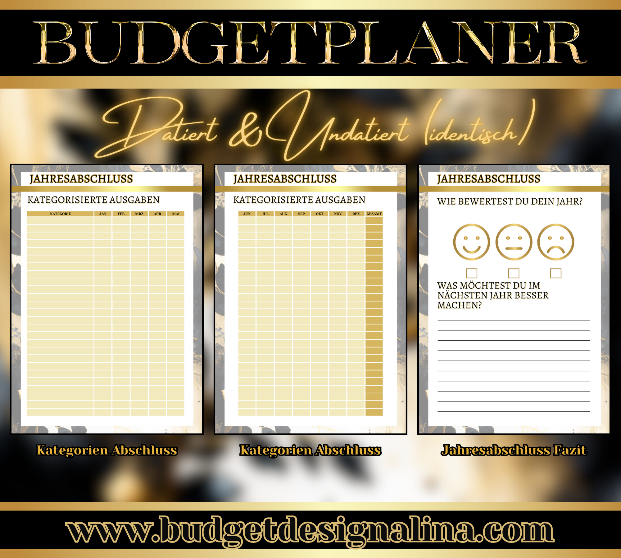 Budgetplaner undatiert, mit oder ohne Binder