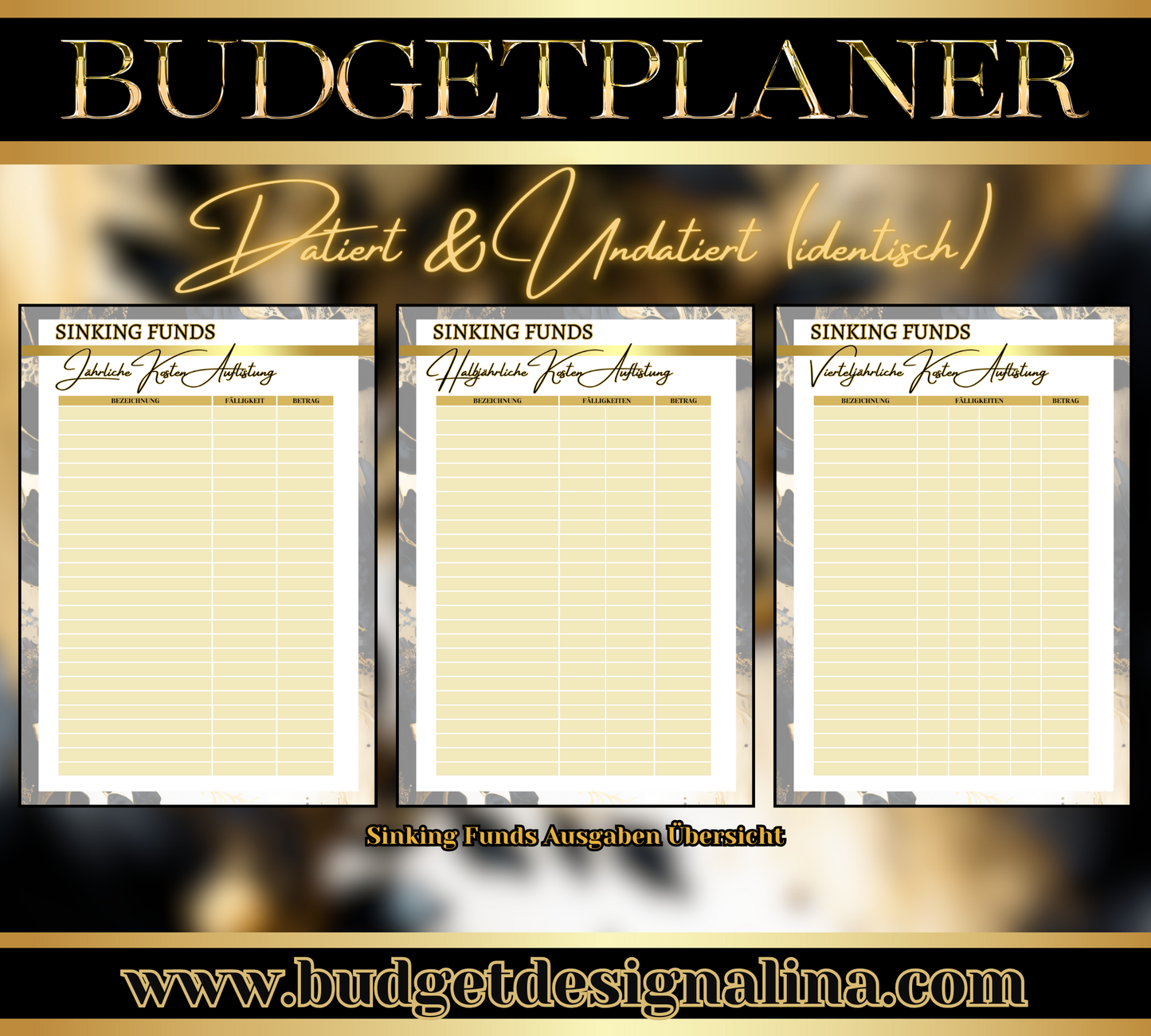 Budgetplaner (datiert oder undatiert, mit oder ohne Binder)