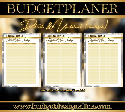 Budgetplaner (datiert oder undatiert, mit oder ohne Binder)