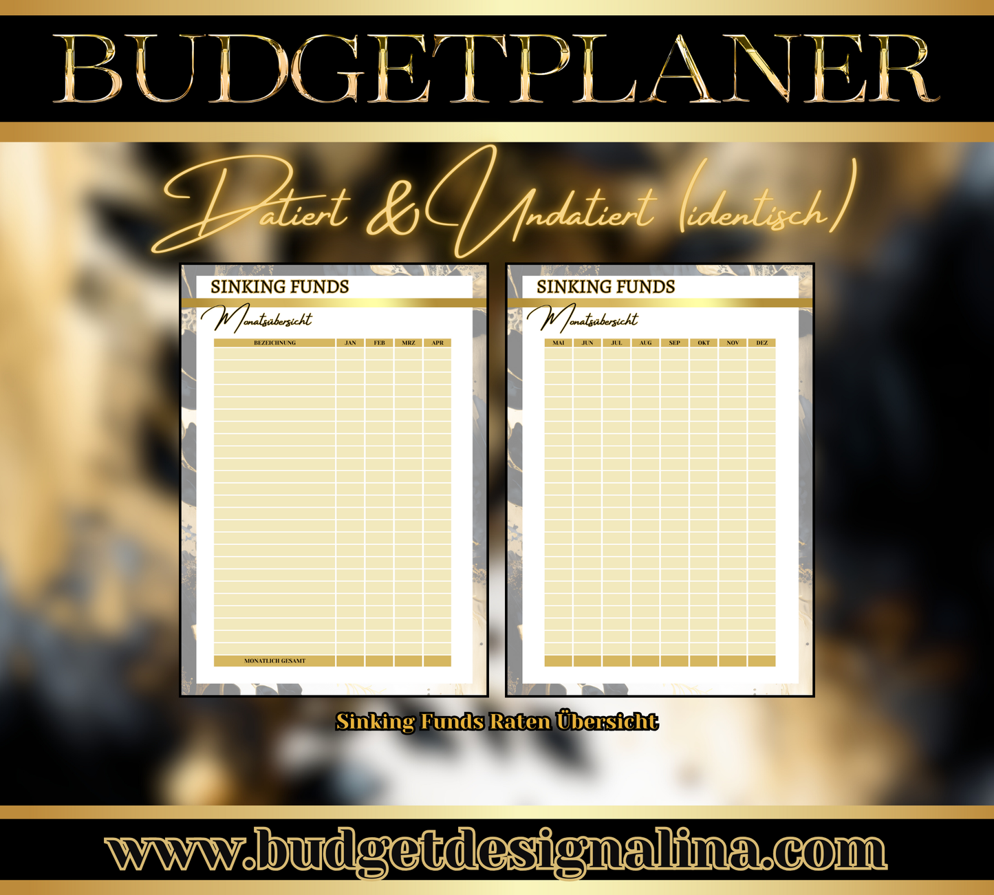 Budgetplaner (datiert oder undatiert, mit oder ohne Binder)