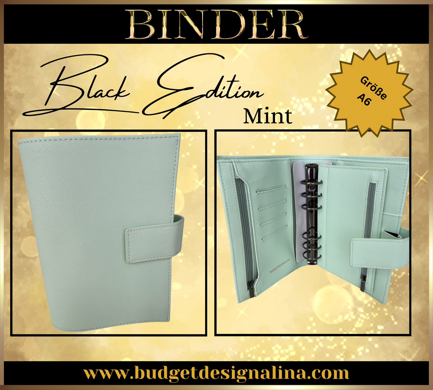 A6 Binder BLACK EDITION (glatte Struktur)