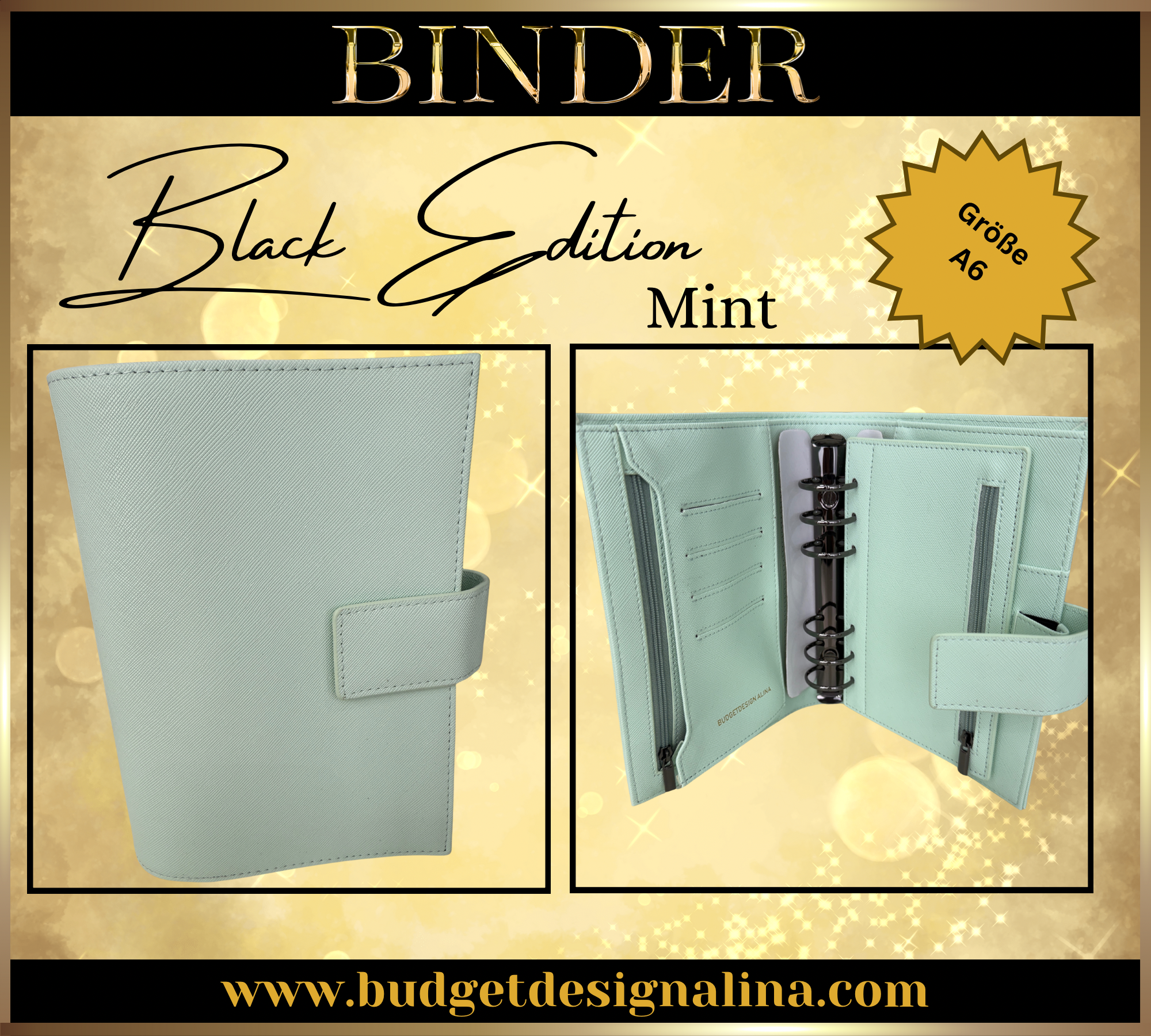 A6 Binder BLACK EDITION (glatte Struktur)