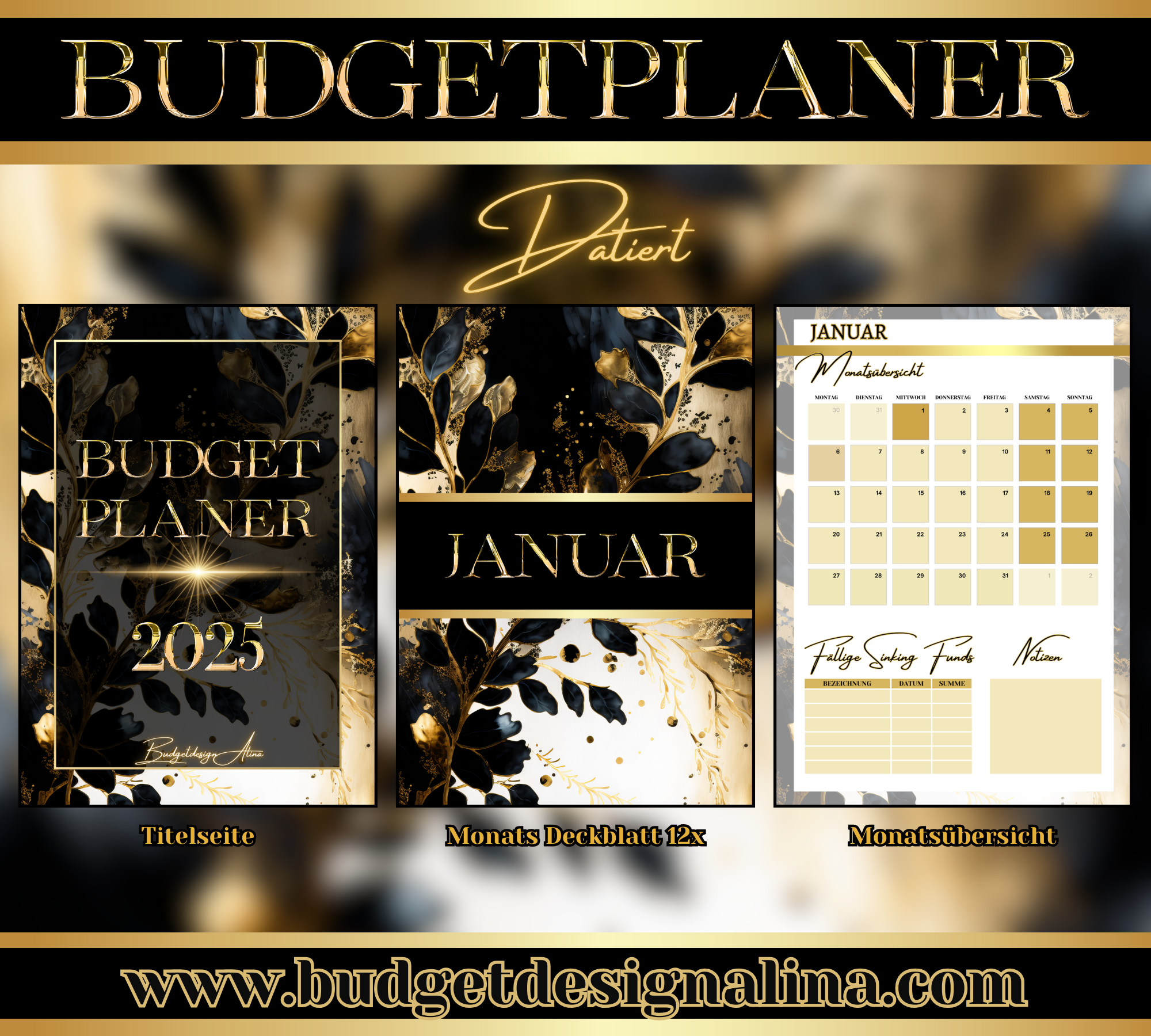 Budgetplaner undatiert, mit oder ohne Binder