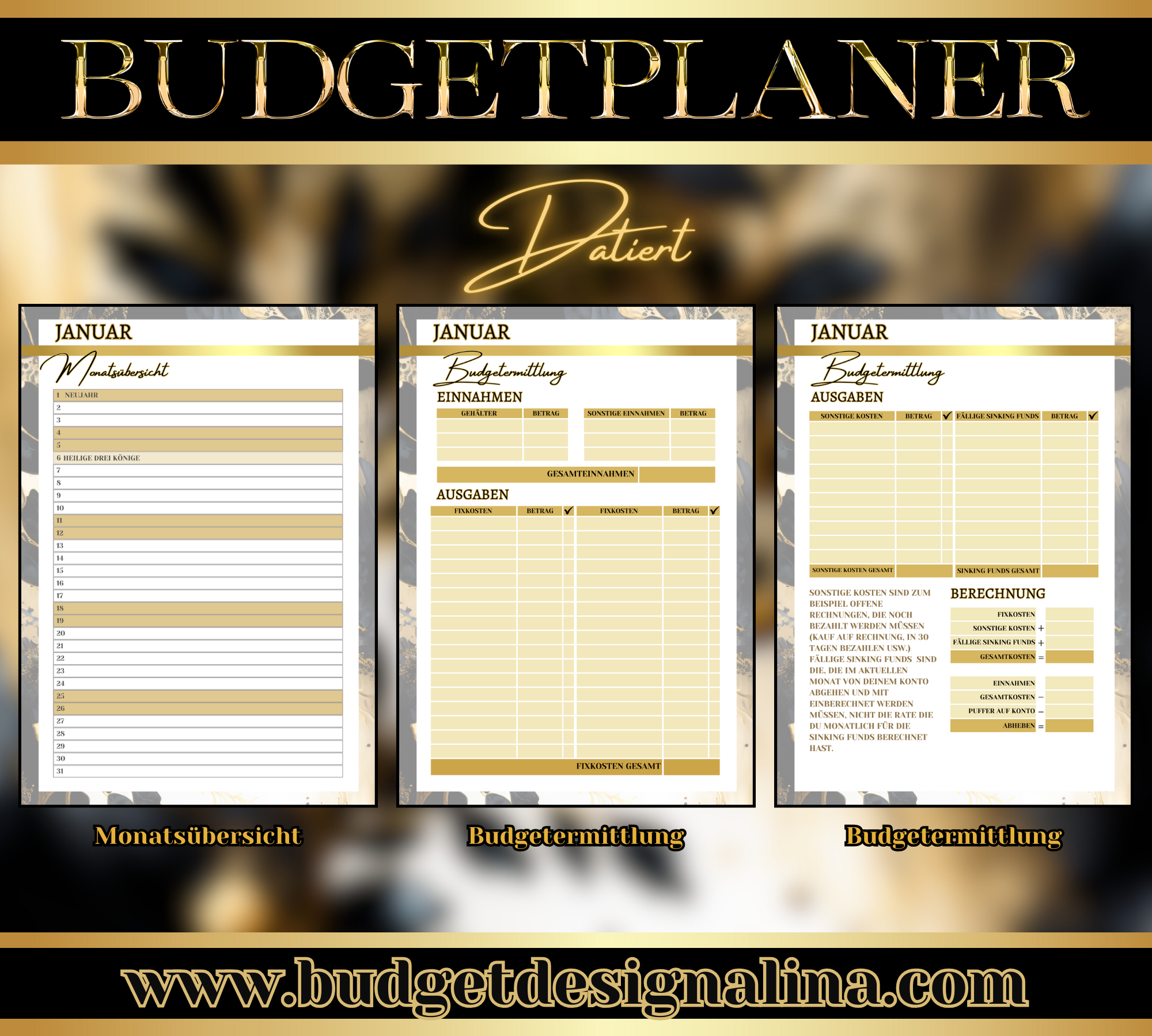 Budgetplaner undatiert, mit oder ohne Binder