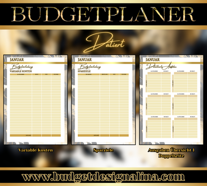 Budgetplaner (datiert oder undatiert, mit oder ohne Binder)