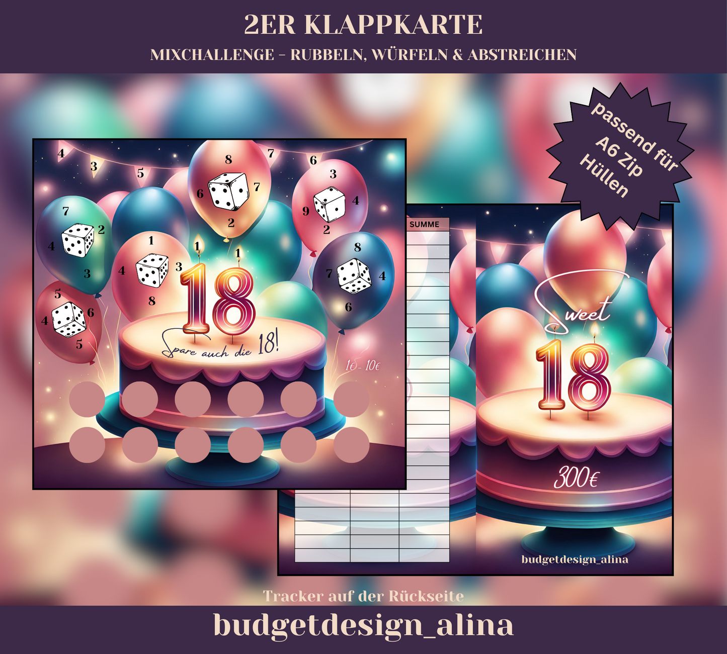 Sweet 18 2er Klappkarte Mixchallenge