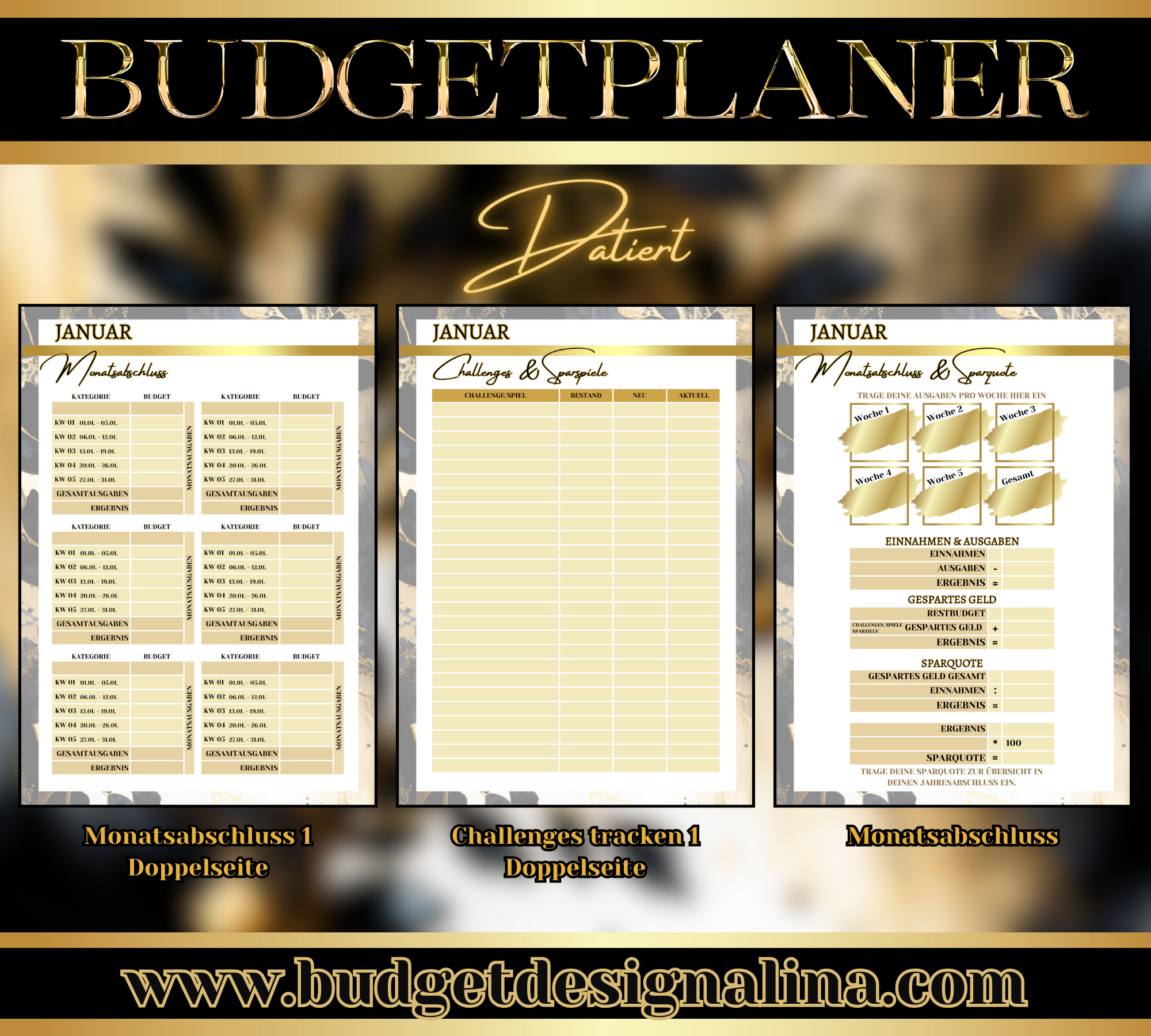 Budgetplaner undatiert, mit oder ohne Binder