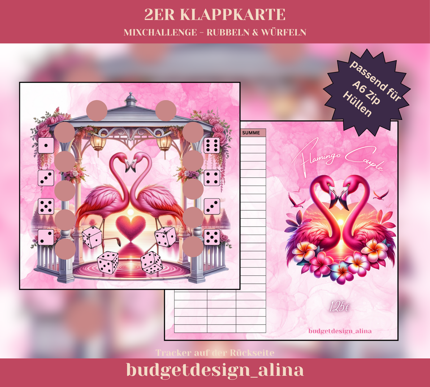 Flamingo Couple 2er Klappkarte Mixchallenge