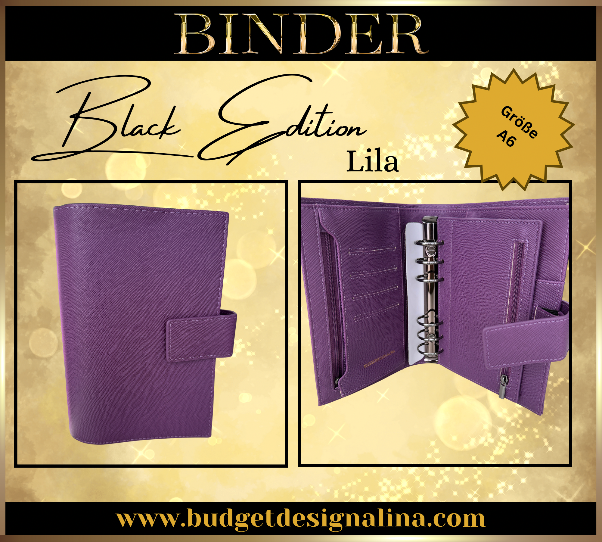 A6 Binder BLACK EDITION (glatte Struktur)