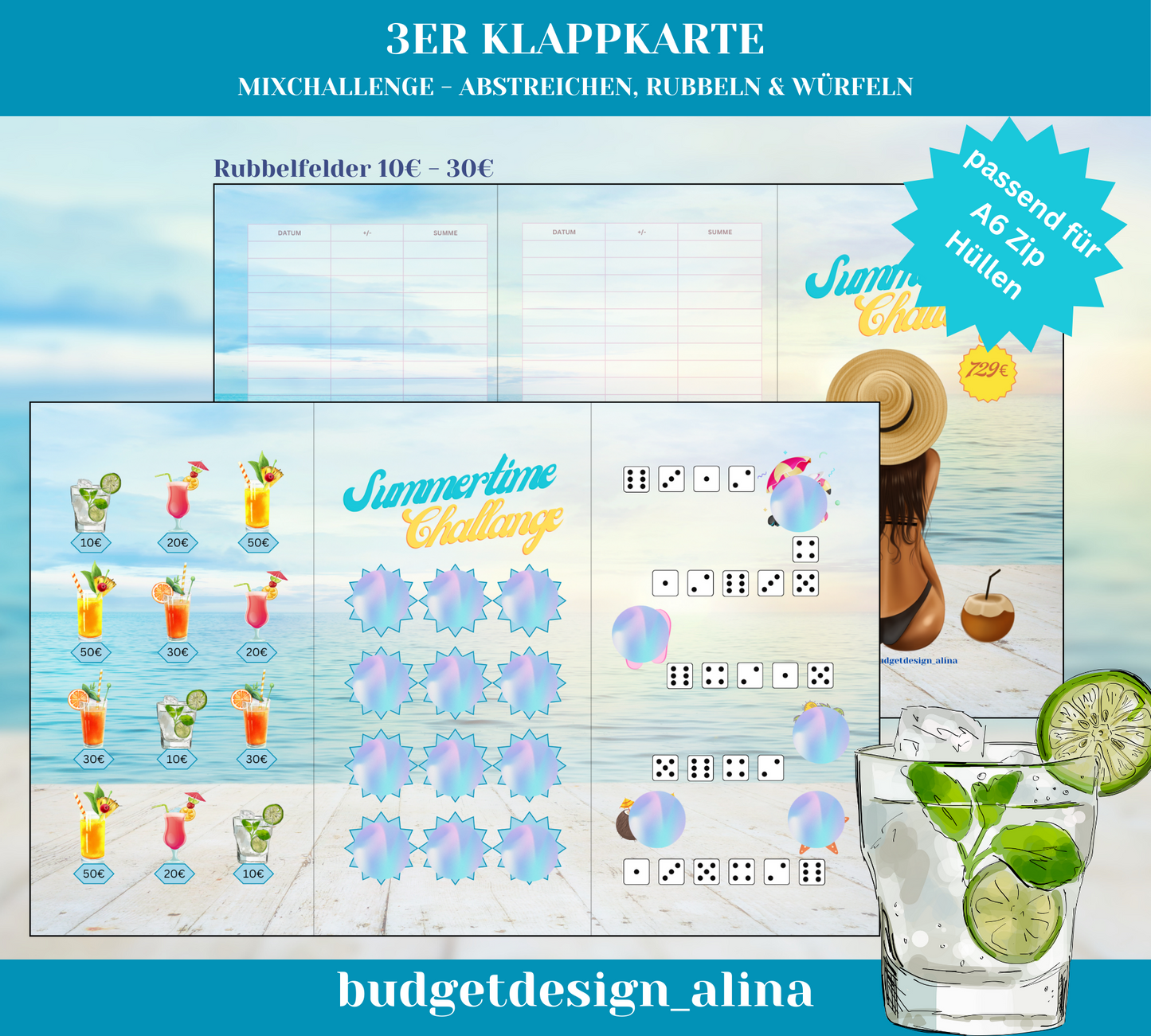 Summertime 3er Klappkarte Mixchallenge