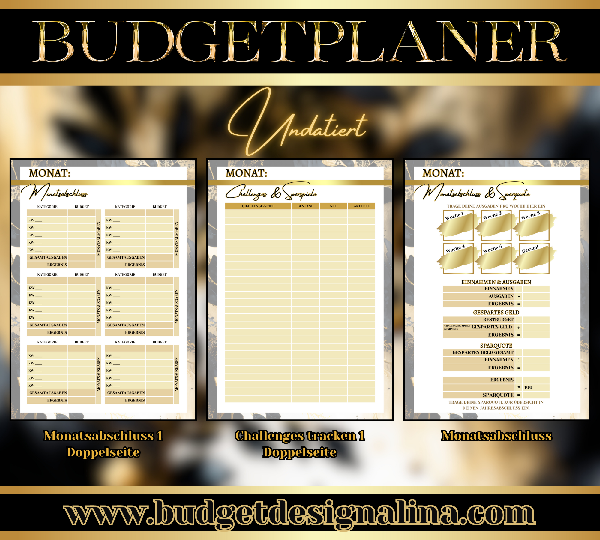 Budgetplaner undatiert, mit oder ohne Binder