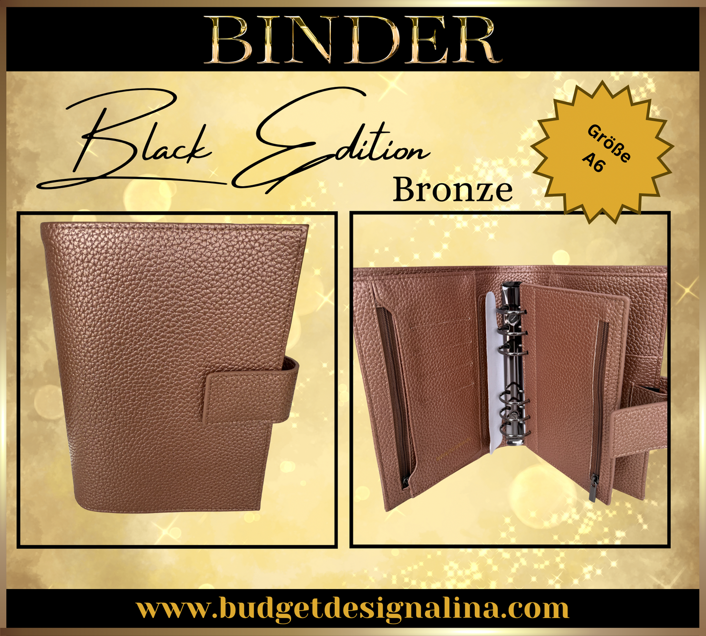 A6 Binder BLACK EDITION (grobe Struktur)