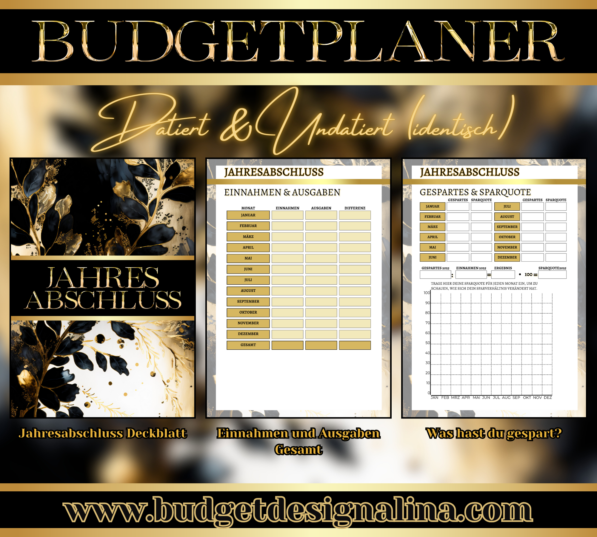 Budgetplaner undatiert, mit oder ohne Binder