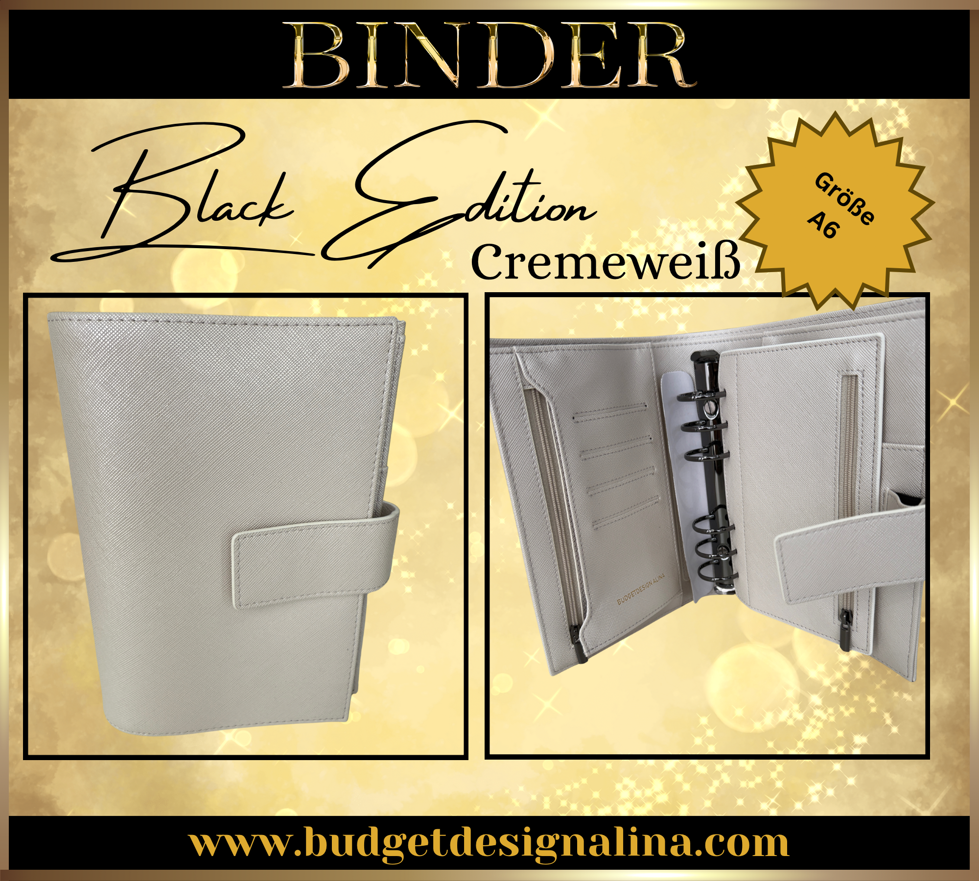 A6 Binder BLACK EDITION (glatte Struktur)