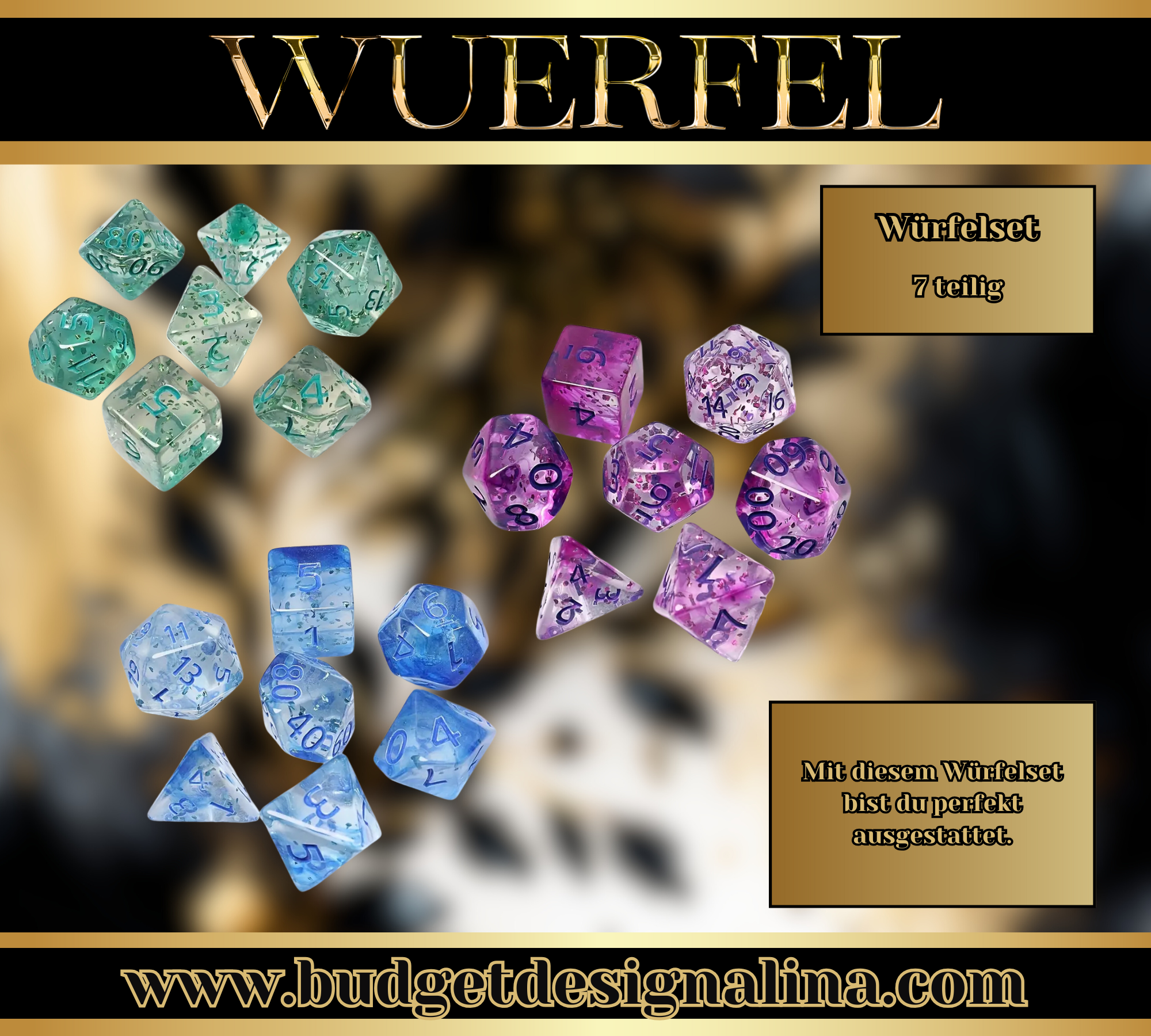 Würfelset Glitzer