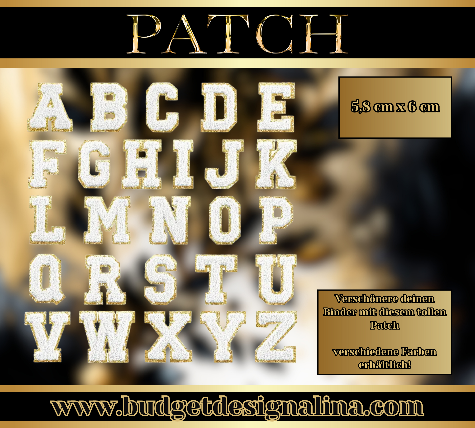 Buchstaben Patch (Weiß Gold)