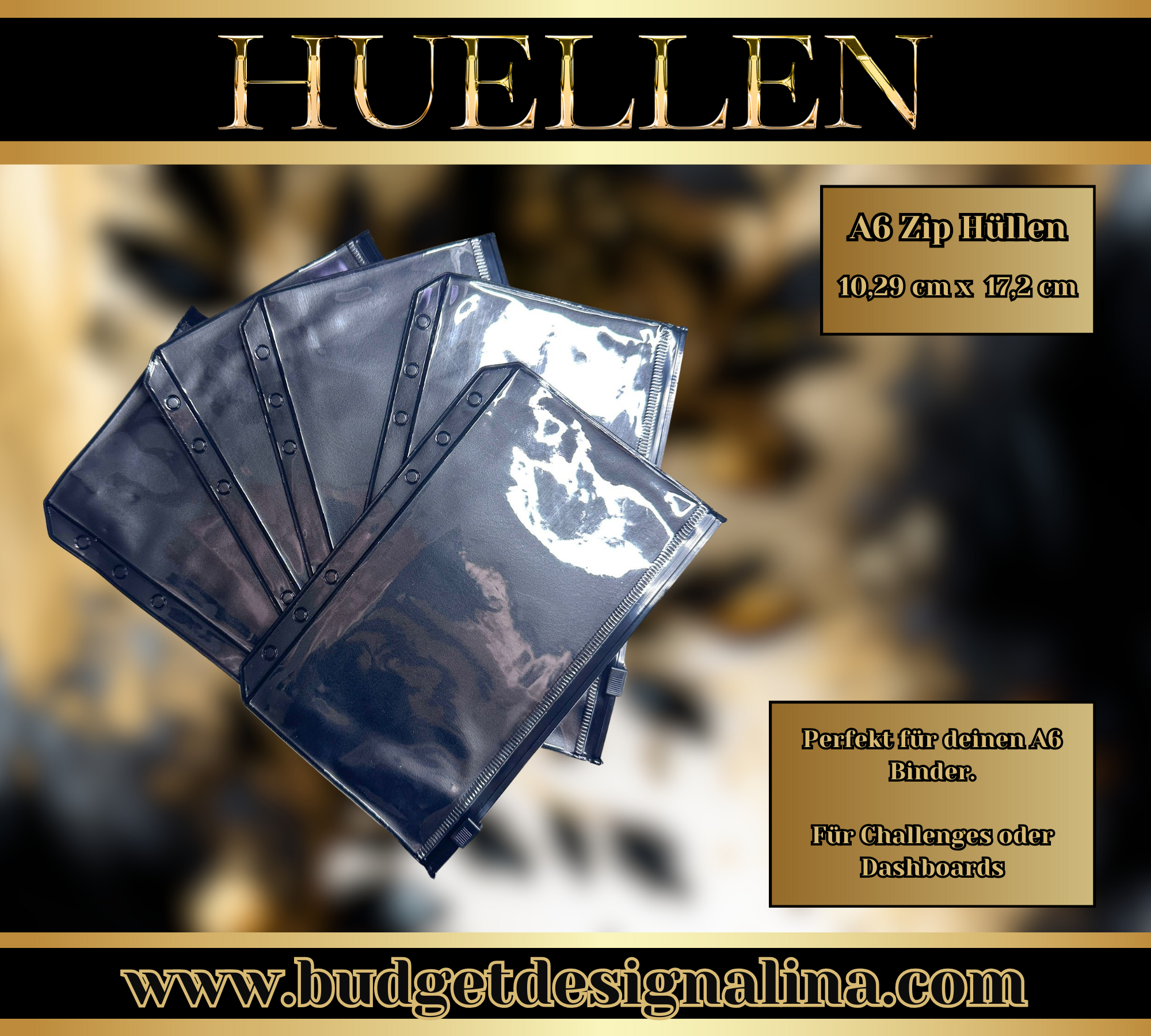 A6 Zip Hüllen BLACK (5er Set)