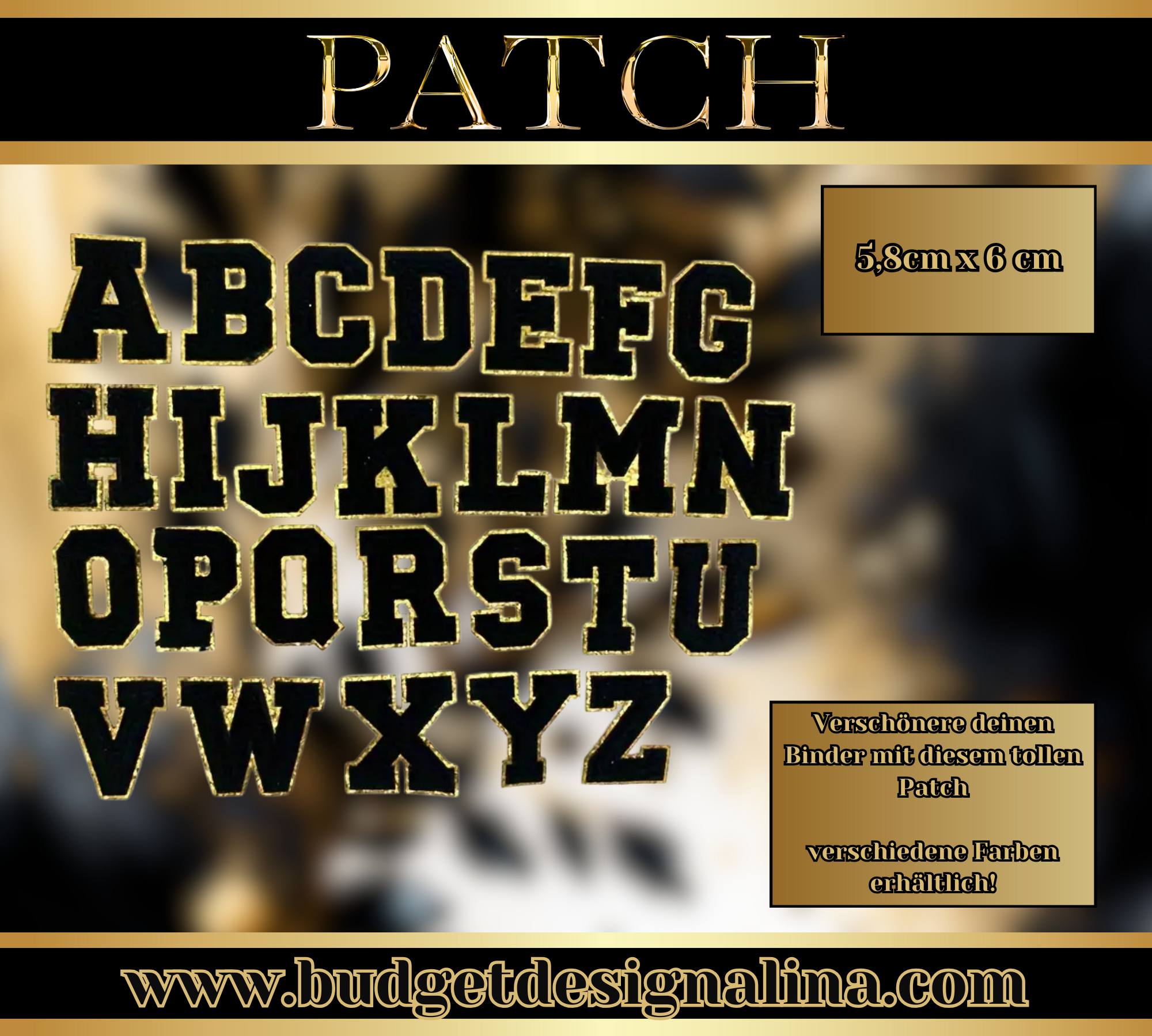 Buchstaben Patch (Schwarz Gold)