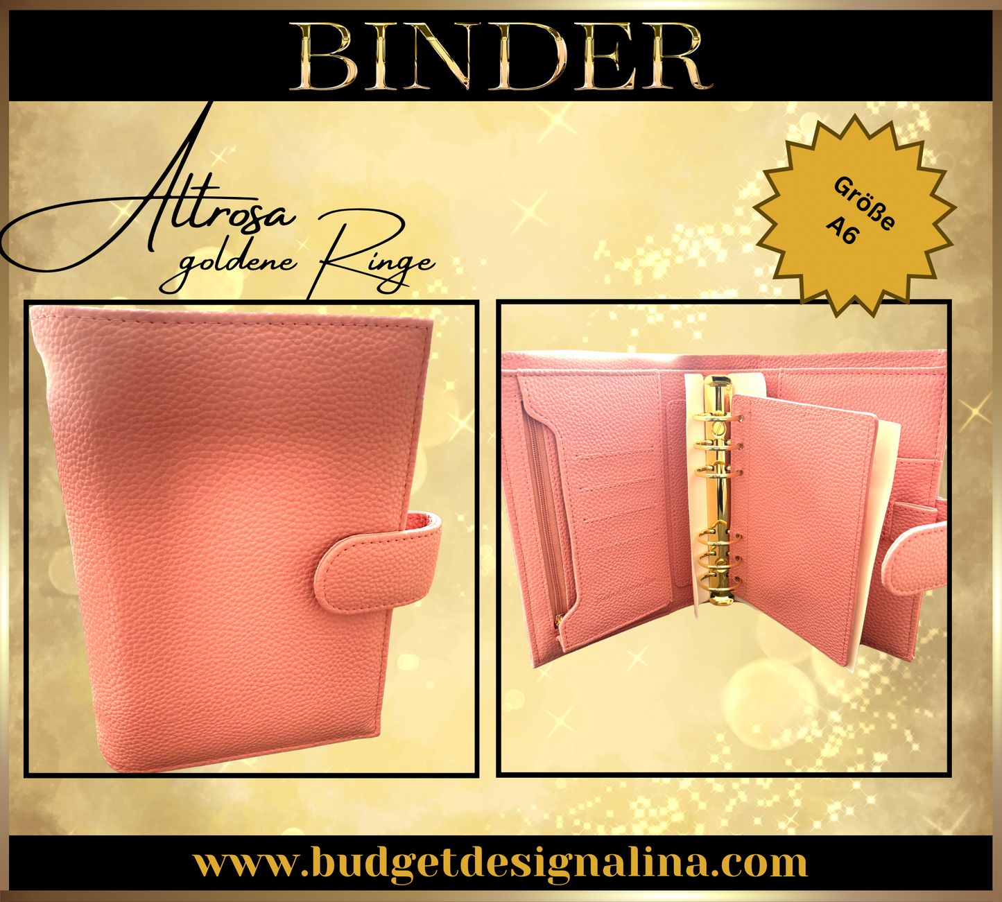ABVERKAUF A6 Deluxe Binder mit Reißverschluss Flyleaf 3cm Ringe