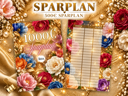 1000€ Flower Sparplan 3er Klappkarte