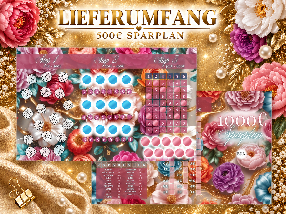 1000€ Flower Sparplan 3er Klappkarte