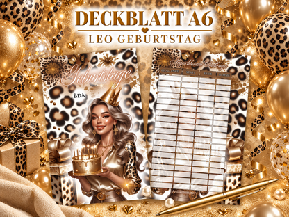 A6 Deckblatt MATT foliert - Geburtstage LEO