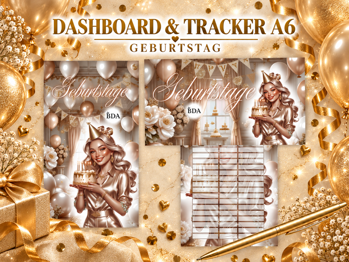 A6 Dashboard & Tracker MATT foliert - Geburtstage