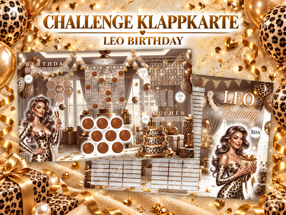 Leo Birthday 3er Klappkarte