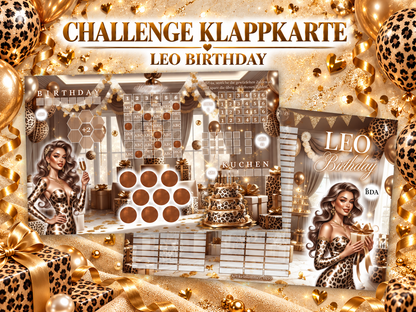 Leo Birthday 3er Klappkarte