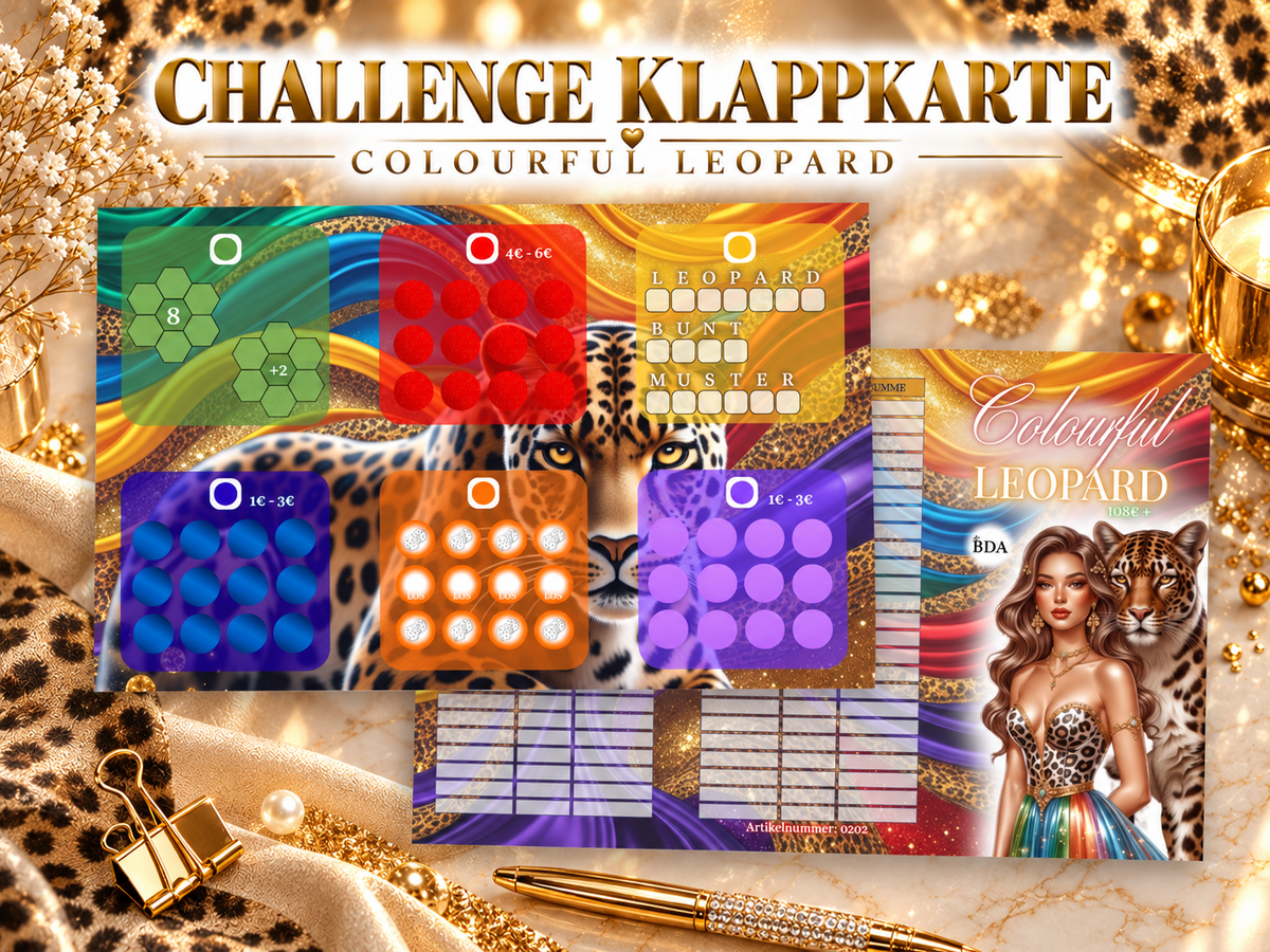 Colourful Leopard 3er Klappkarte