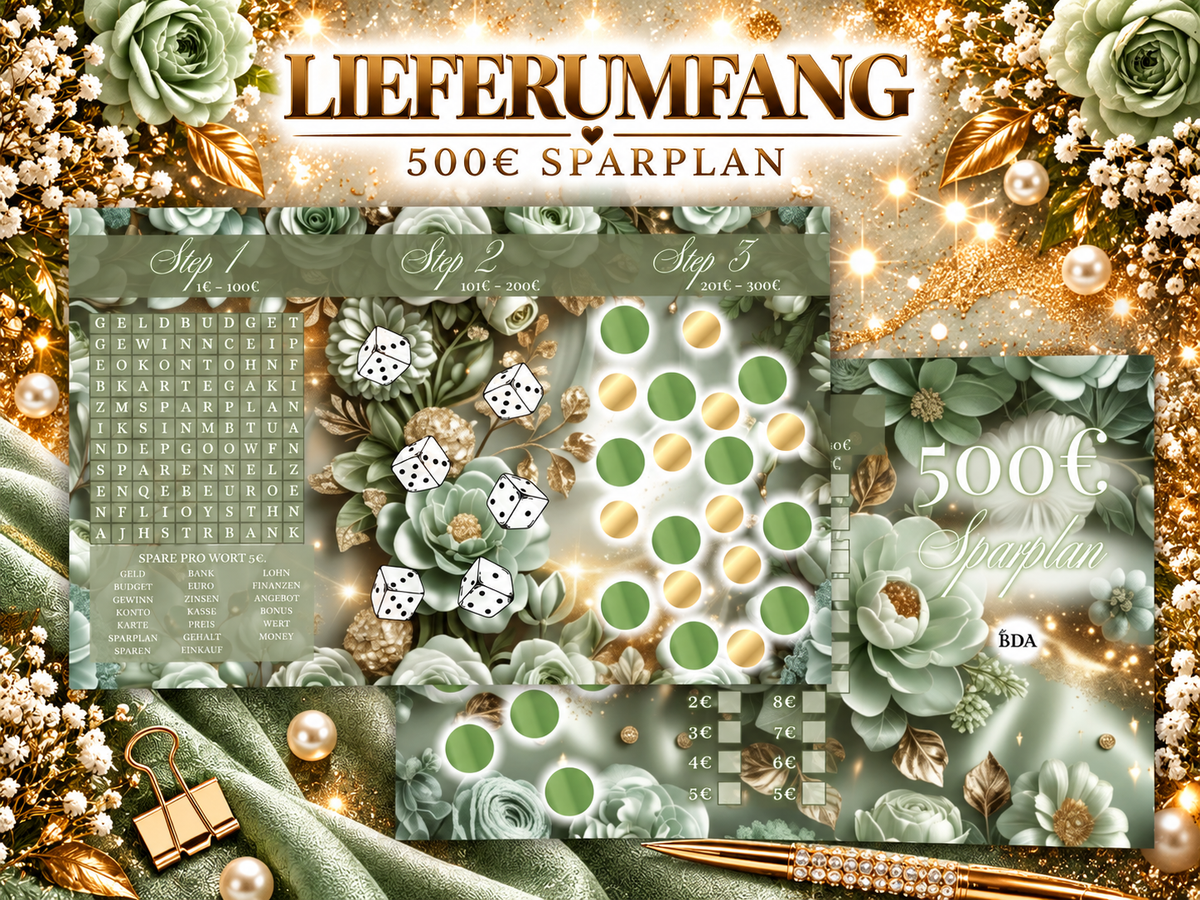 500€ Flower Sparplan 3er Klappkarte