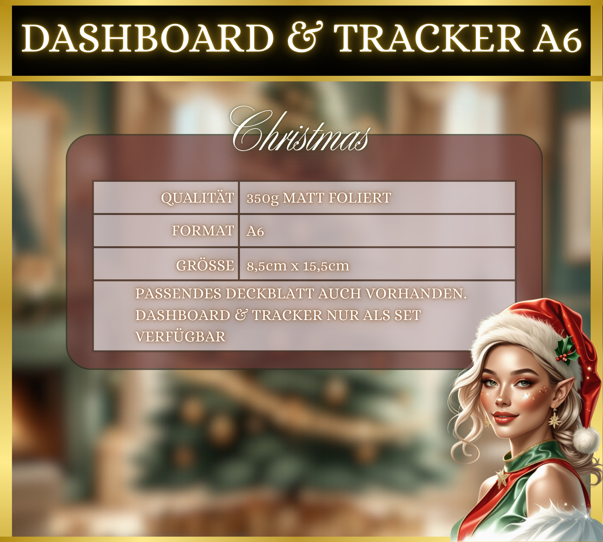 A6 Dashboard & Tracker MATT foliert - Christmas