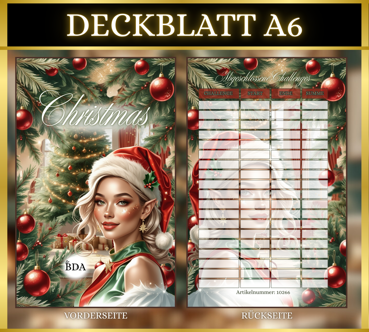 A6 Deckblatt MATT foliert - Christmas