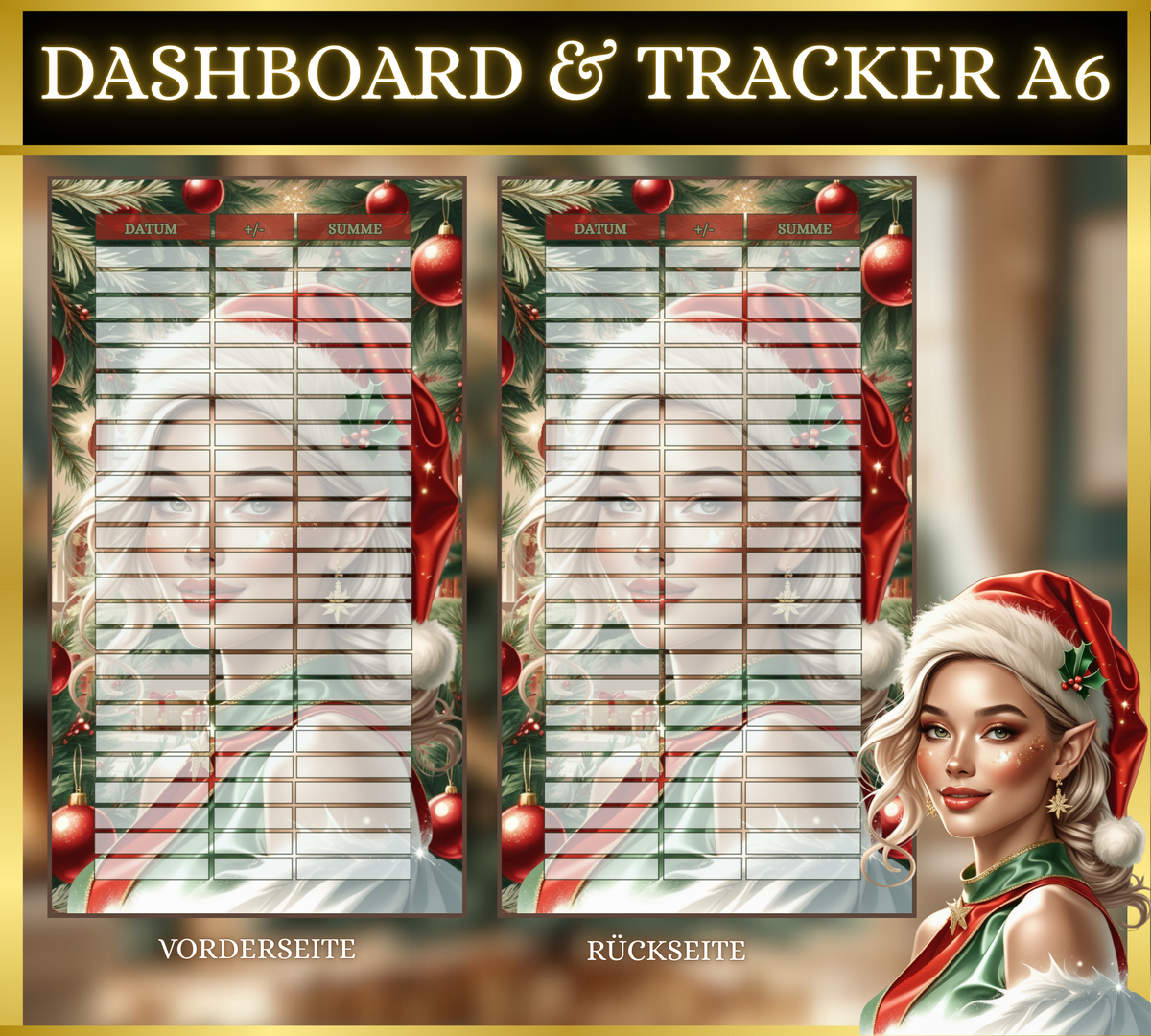 A6 Dashboard & Tracker MATT foliert - Christmas