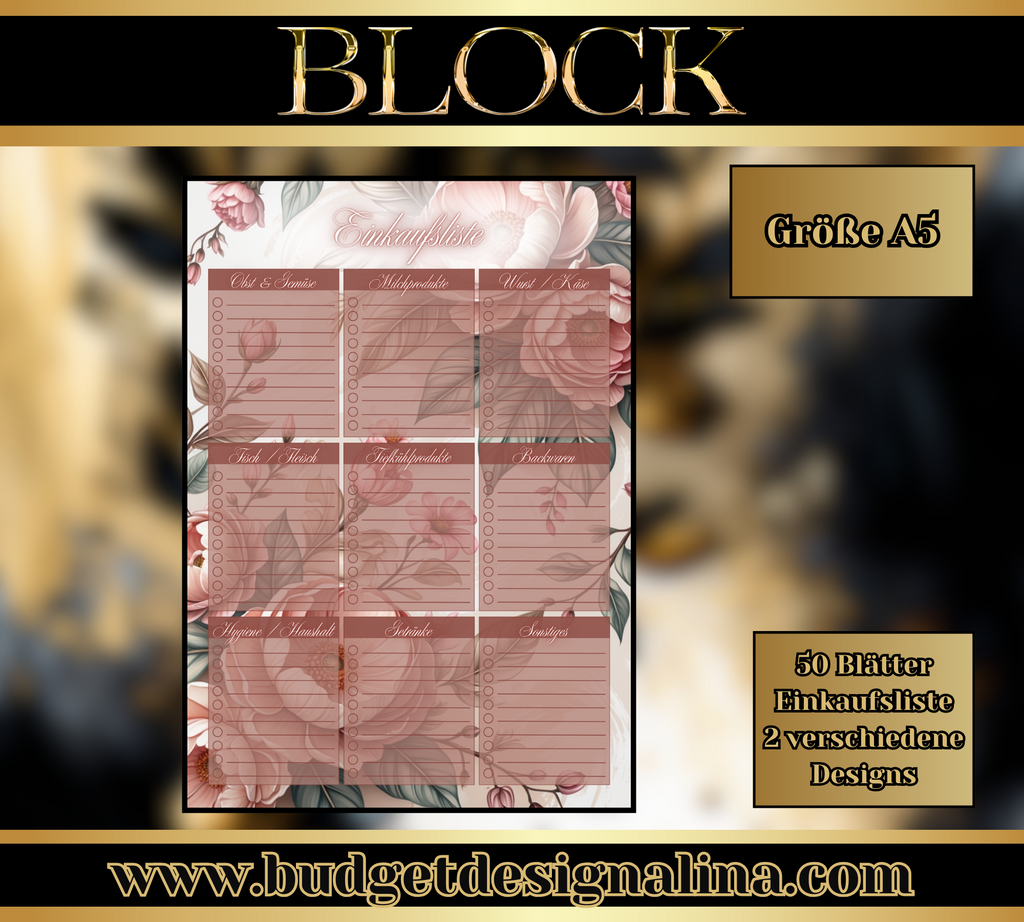 Block A5 "Einkaufliste" (2 Designs)