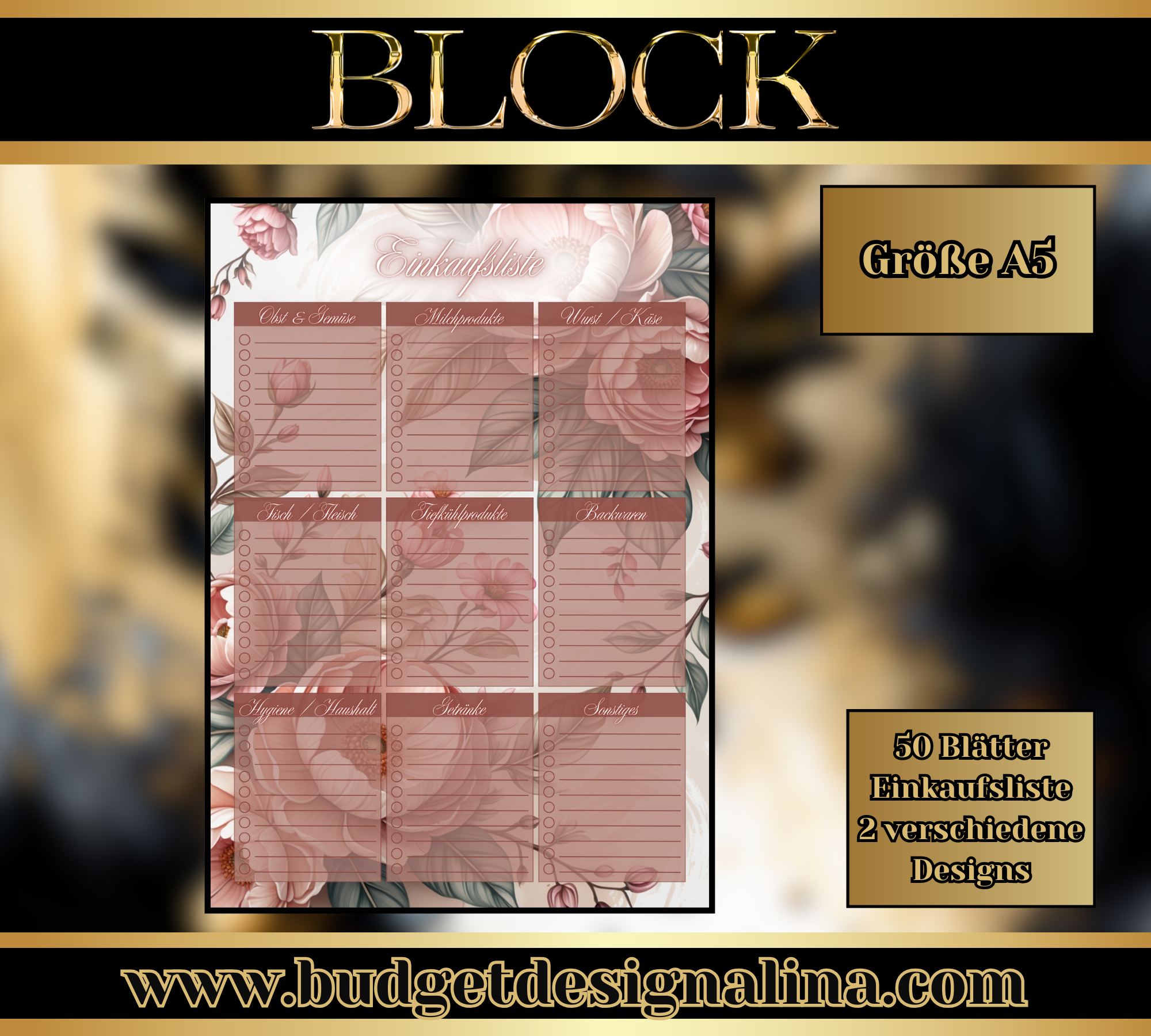Block A5 "Einkaufliste" (2 Designs)